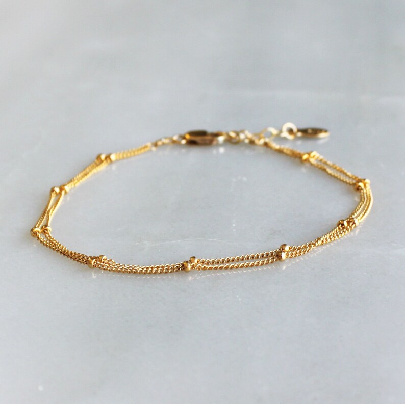 DOUBLE CHAIN BRACELET W/ CZ main image 0
