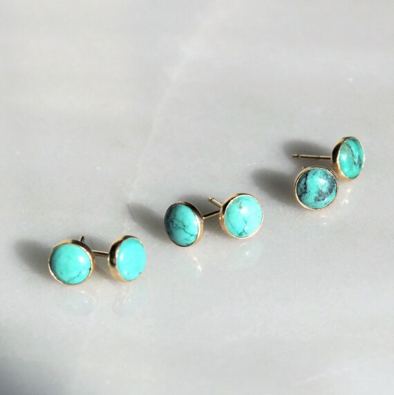 Real Turquoise Stud Earrings Earrings Studs Gold Turquoise