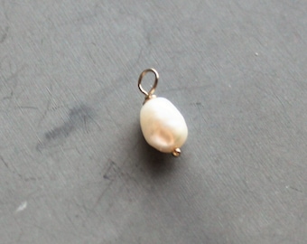 Pearl Charm, Add-On Charm, Removable Slide On Charm Only, Birthday Gifts for Her, Freshwater Pearl Jewelry, Gold Filled Charming Moments