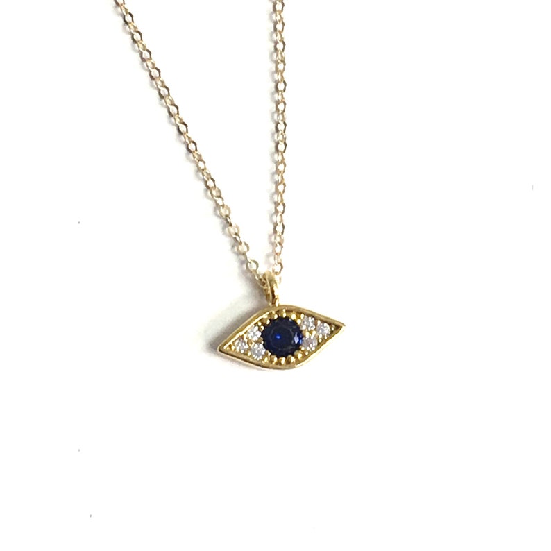 Tiny Evil Eye Necklace, Evil Eye Charm Necklace, Unique Gift, CZ & Gold Protection Necklace, Dainty Necklace, Jewelry, BFF Gifts image 2