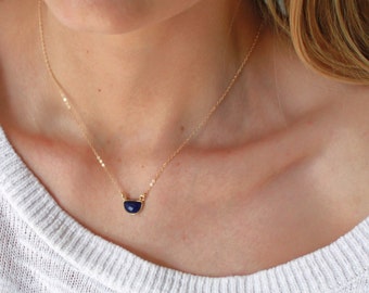 Natural Lapis Necklace for Women, Last Minute Gifts for Her, Dainty Necklace Gemstone, Handmade Jewelry Women's Necklace, Lapis Necklace