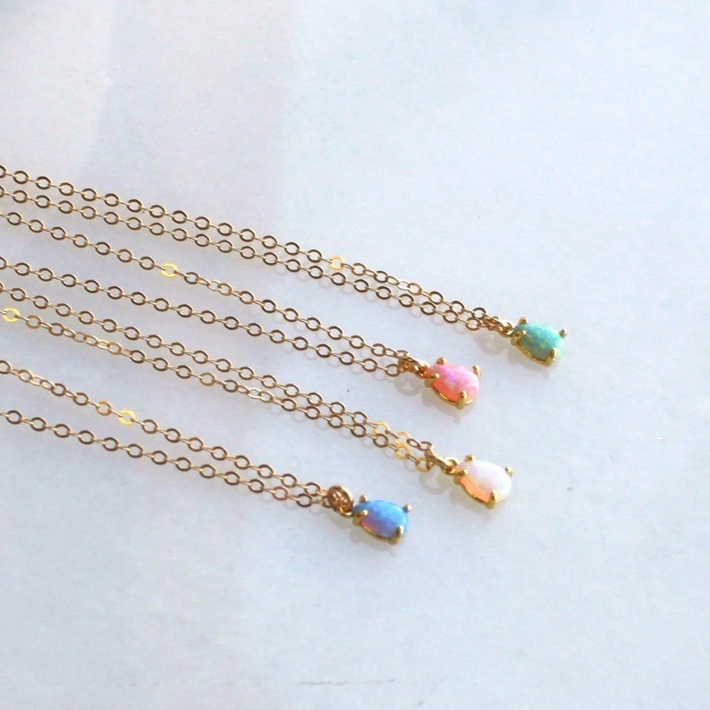 Ultra TINY Opal Necklace, Dainty Necklace, Jewelry, Necklace, Gift for Her, Layer Jewelry, October Birthday Gift, October Birthstone SN317 image 9