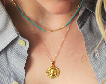 Medusa Necklace, Symbol of Strength, Pendant Necklaces for Women, Gold Jewelry Gifts for Her, Pendant Gold Necklace, Handmade Jewelry