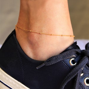 Simple Chain Anklet for Women, Anklet Bracelet, Gold Anklet, Anklet, Satellite Chain Anklet, Gold Chain Anklet, Jewelry Set, Jewelry for Her