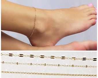 Anklets for Women, Anklet Bracelet, Gold Anklet, Simple Chain Anklet, Gifts for Women, Gold Chain Anklet, Minimalist Jewelry, Summer Jewelry