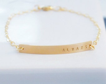 Petite Gold Bracelet, Dainty Jewelry Personalized Bracelet, Gold Minimalist Bracelet, Hand Stamped Gold Bracelet, Customized bracelet