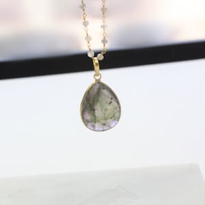 Long Necklace, Crystal Long Pendant Necklace, Teardrop Gold Necklace Long Stone Necklace Long Layering Necklace Gemstone Statement Necklace image 9