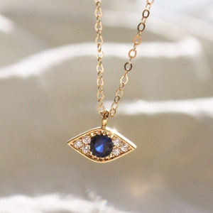 Tiny Evil Eye Necklace, Evil Eye Charm Necklace, Unique Gift, CZ & Gold Protection Necklace, Dainty Necklace, Jewelry, BFF Gifts
