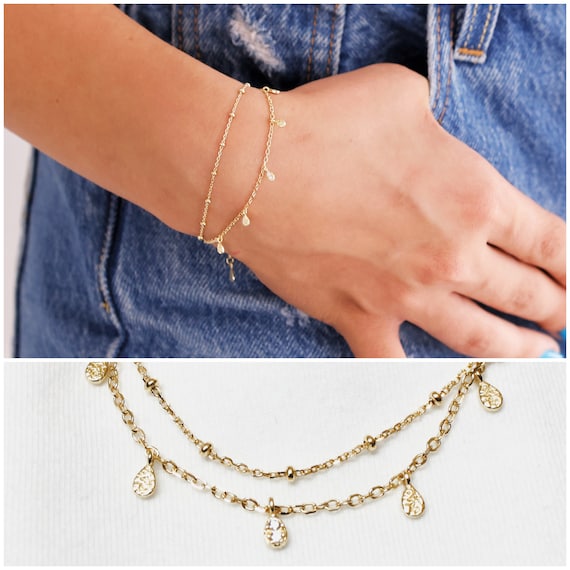 Buy Gold Bracelet Double Gold Chain Bracelets for Women Gifts Online in  India 