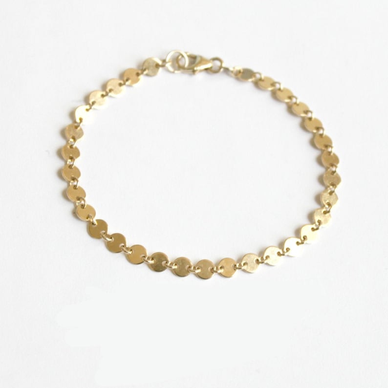 Simple Bracelet, Bracelet for Women, Rose, Silver or Gold Bracelet, Gifts for her, Coin Chain Bracelet Dainty Jewelry, The Silver Wren image 1
