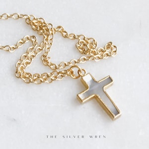 Gold Kreuz Halskette, Geschenke für sie, Kreuz Gold Halskette, Kreuz Anhänger Halskette, Geschenke religiöse Schmuck Konfirmation Taufe Geschenk, handgemacht