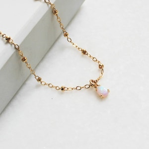 Opal Anklet for Women, Anklet Bracelet, Gold Anklet, Simple Chain Anklet, Chain Anklet, Gold Chain Anklet, Jewelry Set, Summer Jewelry image 2