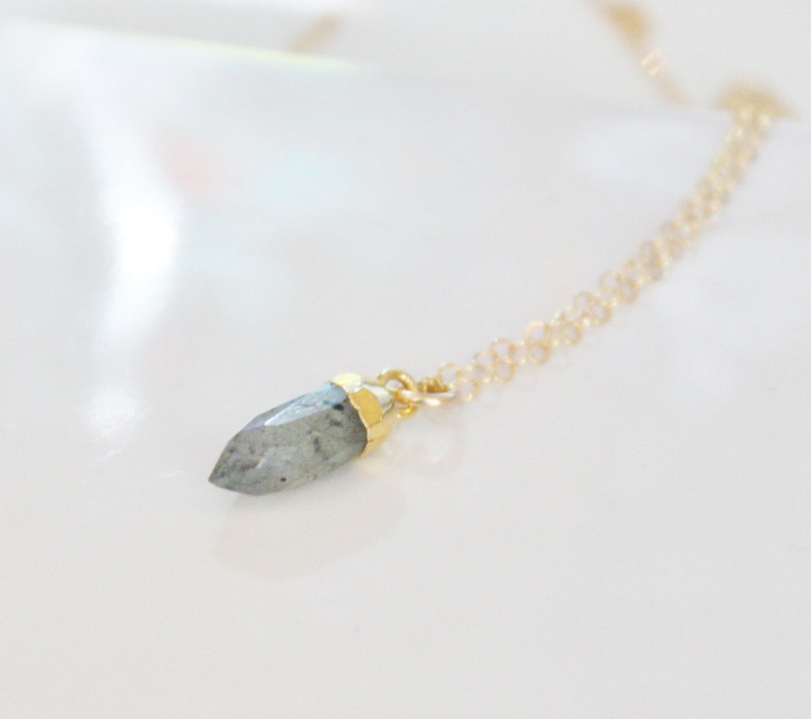 Charm Necklace Gemstone Charm Necklace Gift for Her Dainty Etsy