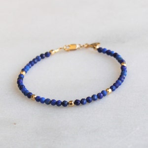 Lapis Jewelry Lapis Bracelet Dainty Beaded Bracelets for Women, Gemstone Bracelet Handmade Jewelry Gifts for Her, The Silver Wren