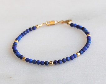 Lapis Jewelry Lapis Bracelet Dainty Beaded Bracelets for Women, Gemstone Bracelet Handmade Jewelry Gifts for Her, The Silver Wren