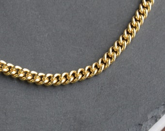 Mens Necklace, Curb Gold Necklace for Men, Fathers Day Gifts, 6mm Curb Chain Gold Necklace, Jewelry Men Gifts for Him, Mens Gold Chain