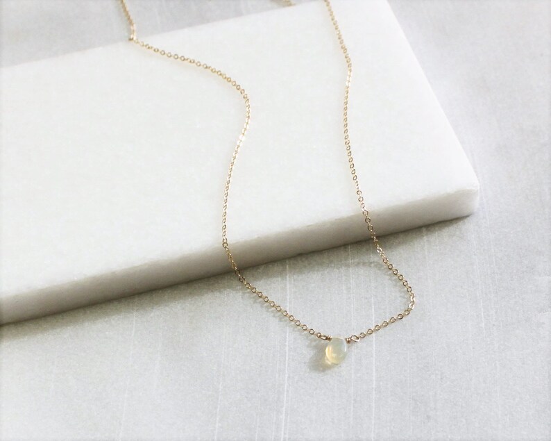 Ultra Dainty Gemstone Necklace Dainty Necklace Opal - Etsy