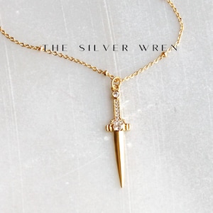Gold Pendant Necklace, Sword Pendant Necklace Gold, Gold Necklace, Necklace, Jewelry, Necklaces for Women, Gifts for Her