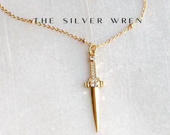 Gold Pendant Necklace, Sword Pendant Necklace Gold, Gold Necklace, Necklace, Jewelry, Necklaces for Women, Gifts for Her