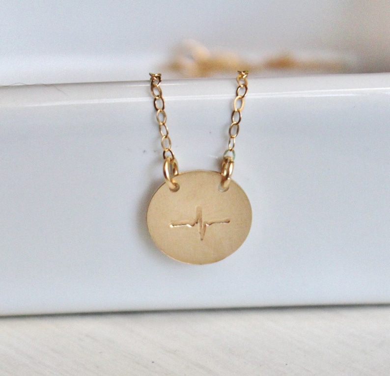 Heartbeat Necklace/ Gold or Silver/ EKG Necklace/ Everyday Wear/ Layering Necklace/ Pulse Lifeline Gift Sister Friend Necklace image 3