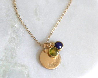 Mama Necklace with Birthstones, Gifts for Mom, Moms Gift Mother's Day, Mama Necklace Jewelry Gifts for Her, Gold Necklace
