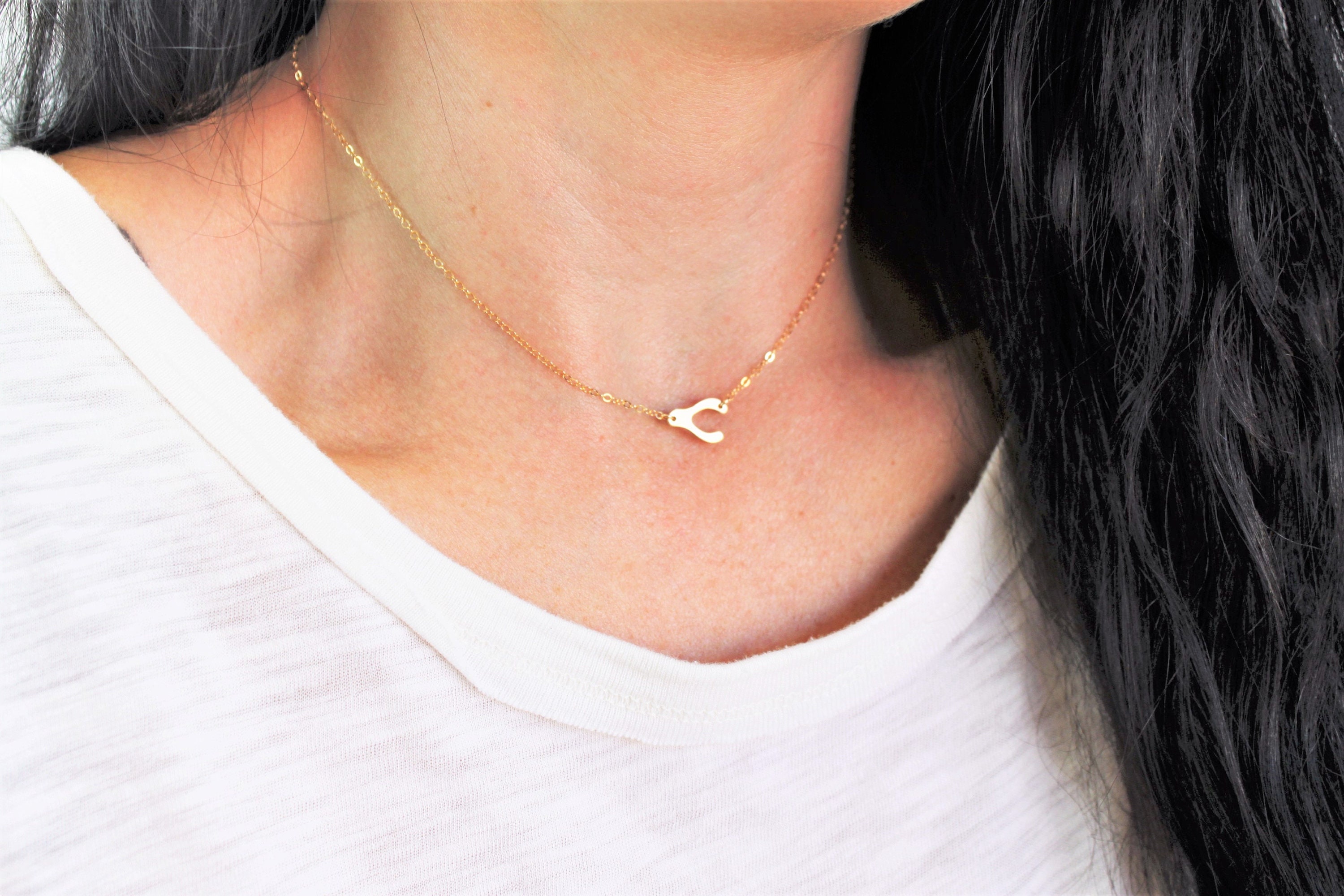 Dainty Necklaces for Women Wishbone 