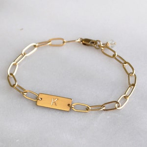 14kt Gold Filled Paperclip Chain Bracelet: Personalized Initial Bracelet