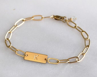 14kt Gold Filled Paperclip Chain Personalized Bracelet, Gold Bracelet, Jewelry Gifts for Her, Bracelets for Women Gold Chain Bracelet