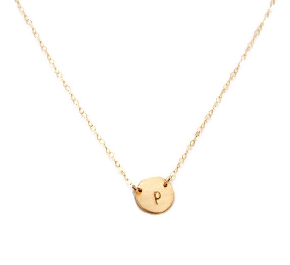 Personalized 14kt Gold Filled Petite Triangle Initial Necklace Personalized 14kt Gold Filled Petite Triangle Initial Necklace