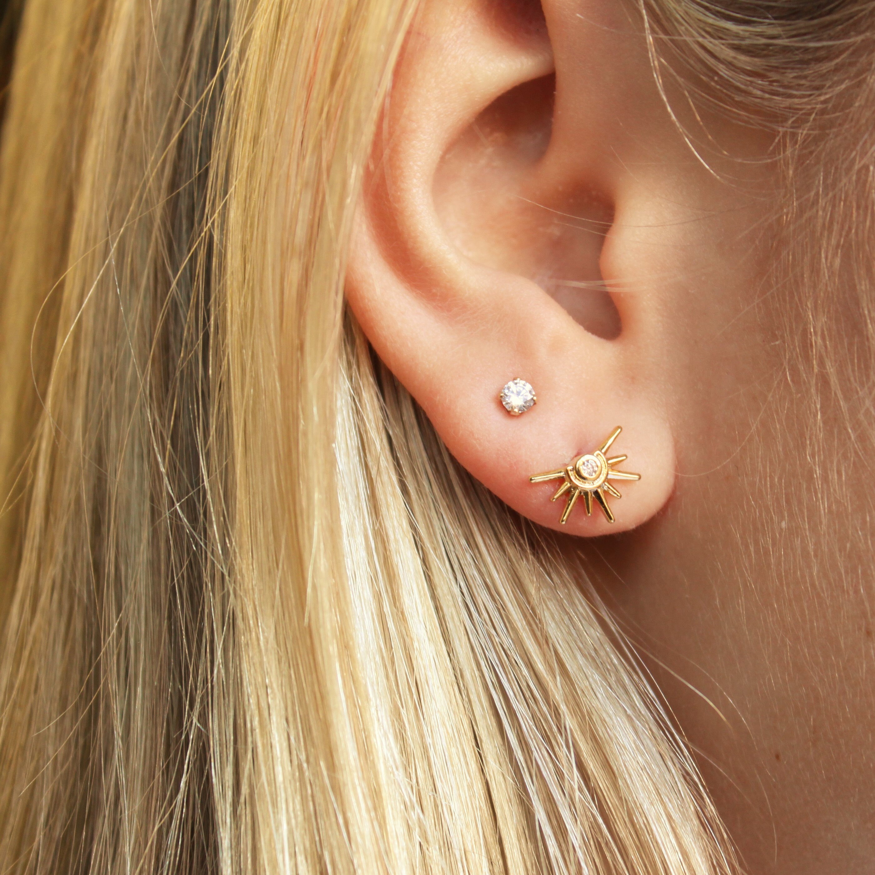 Gold Sun Ray Earrings