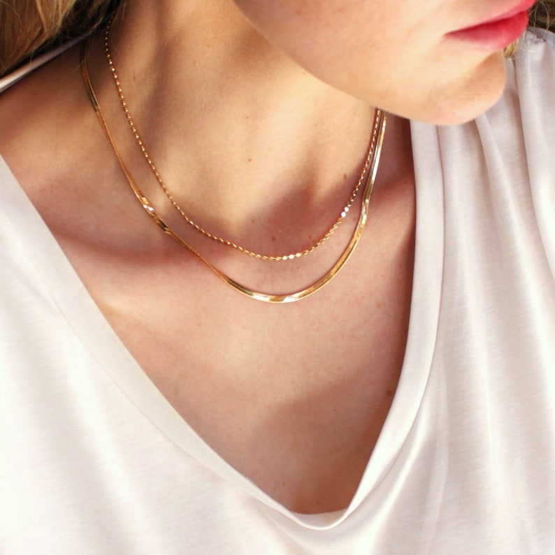 Gold Necklaces for Women, Layered Necklace, Gifts for Her, Minimalist Jewelry, Simple Everyday Necklace, Necklace, Jewelry Birthday Gifts image 3