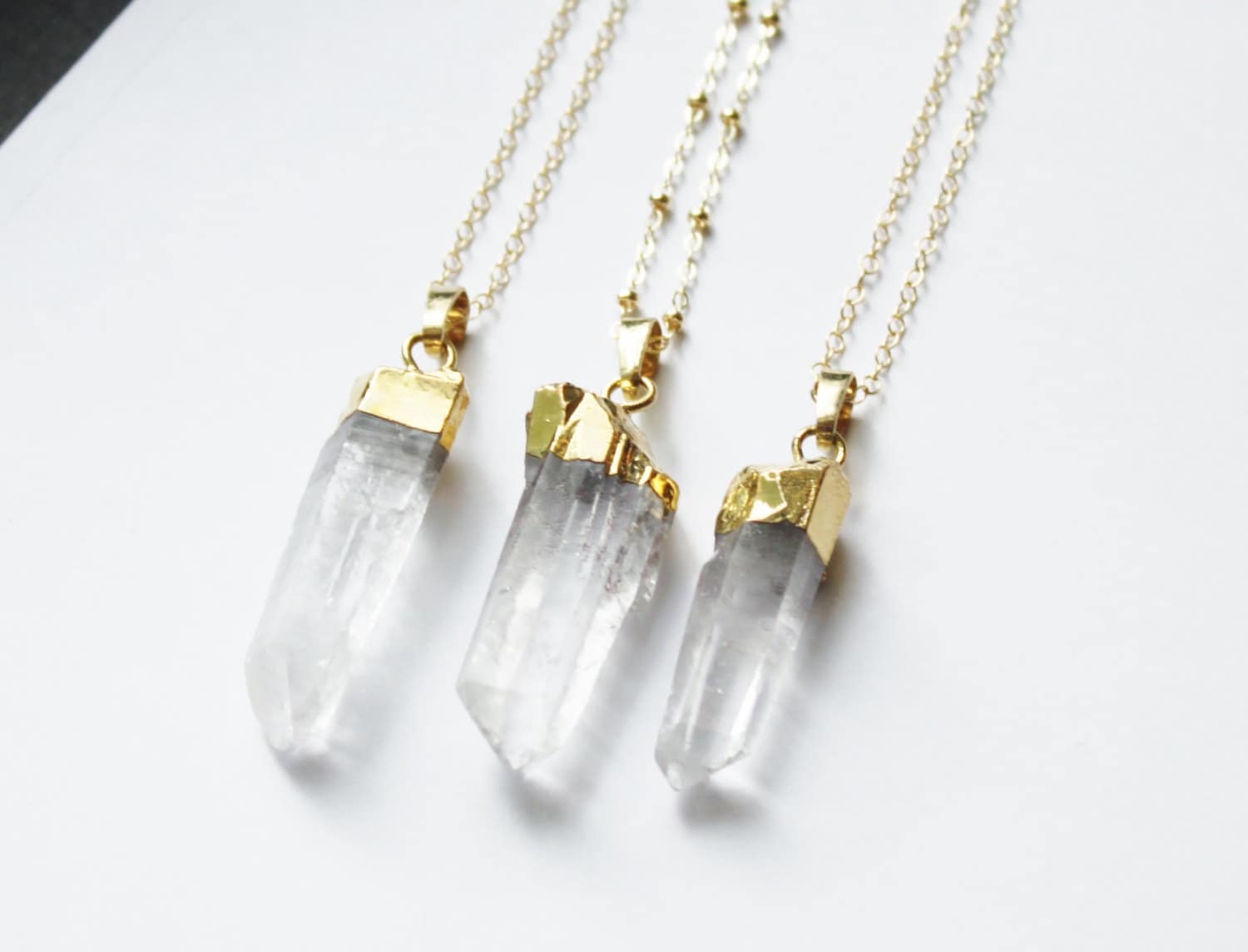 Long Crystal Necklace Raw Pendant 1
