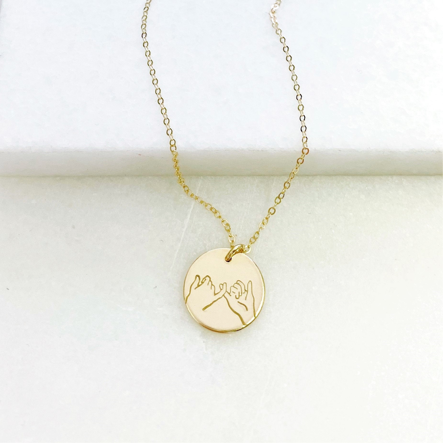 Pinky Promise Necklace Personalized Necklace for Her Pinky Swear Friendship Necklace Best Friend Gifts Disc Necklace Coin Charm Pendant