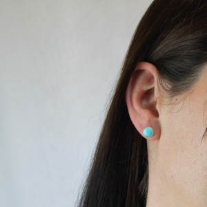 Real Turquoise Stud Earrings, Earrings Stud,Silver Turquoise Earrings, Gift for Her, Gemstone Stud Earrings, Jewelry Gift, Best Friend Gifts image 4