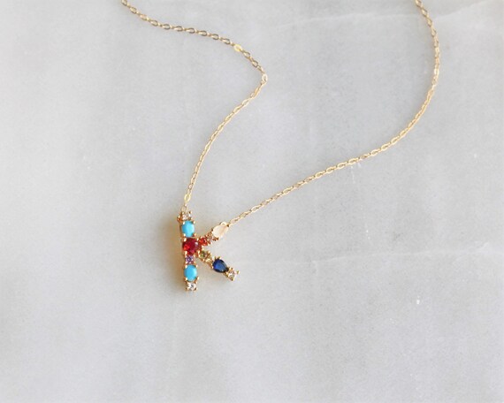 Jeweled initial necklace discount