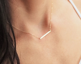 Petite Bar Necklace, Birthday Gifts, Jewelry Gift, Silver Gold Necklace, Gifts for Her, Necklaces for Women, Dainty Jewelry, Gold Jewelry