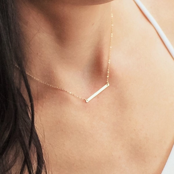 Petite Bar Necklace, Birthday Gifts, Jewelry Gift, Silver Gold Necklace, Gifts for Her, Necklaces for Women, Dainty Jewelry, Gold Jewelry