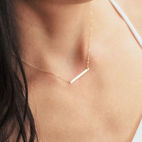 Vertical Petite Bar Necklace Filled Dainty Necklace Simple Geometric Minimal Jewelry Necklace 30pcs-N102