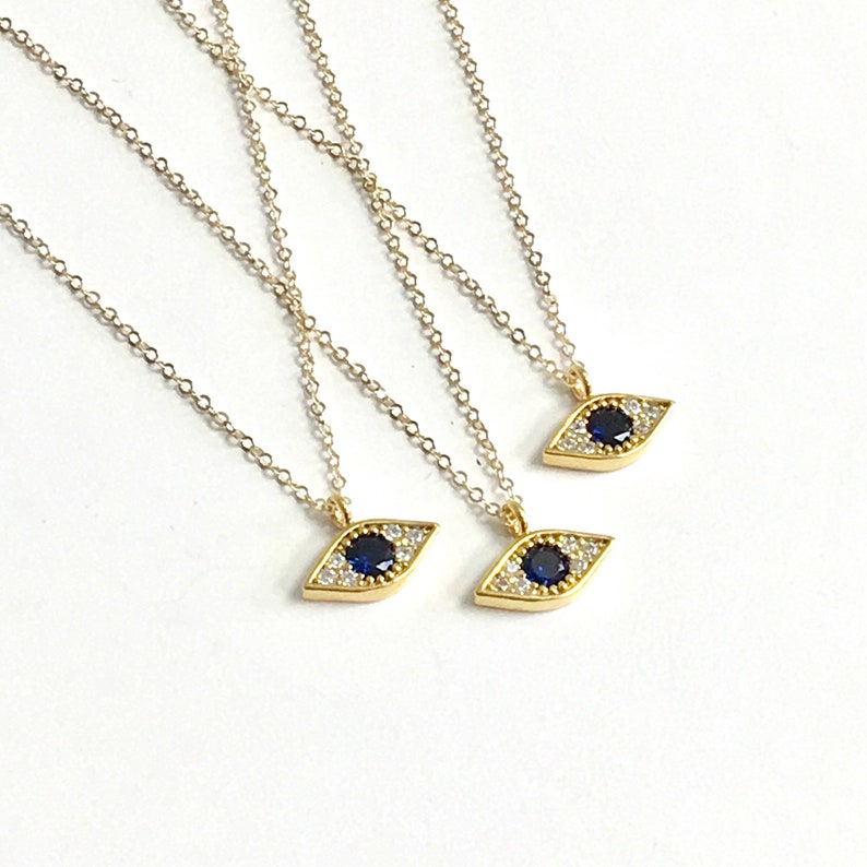 Tiny Evil Eye Necklace, Evil Eye Charm Necklace, Unique Gift, CZ & Gold Protection Necklace, Dainty Necklace, Jewelry, BFF Gifts image 5