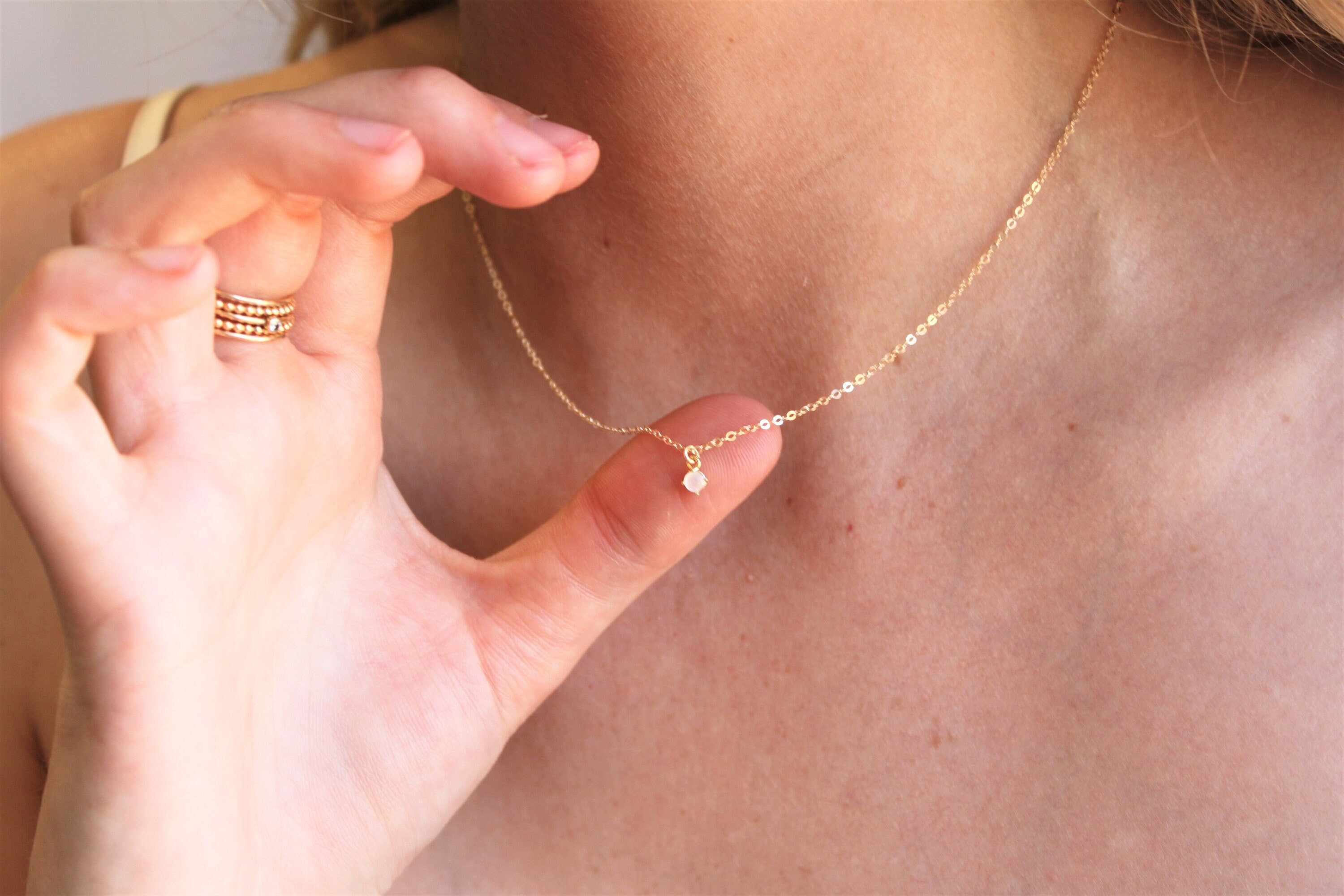 Ultra TINY Pendant Necklace, Dainty Necklace, Jewelry, Necklace, Gift…