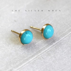Real Turquoise Stud Earrings, Earrings Studs, Gold Turquoise Earrings, Gift for Her, Gemstone Stud Earrings, Jewelry Gift, Best Friend Gifts