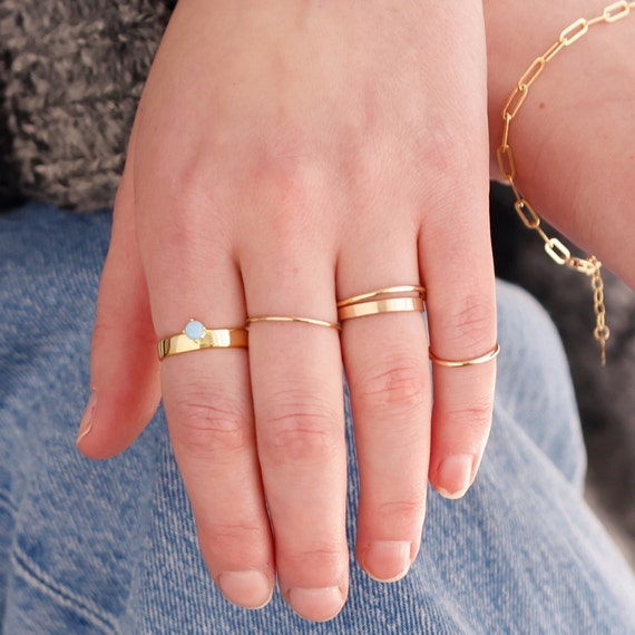 Size 7 Gold Stack Ring/ 18k Gold Filled Ring/ Stack Ring/ Thin Gold Ring/  18k | eBay