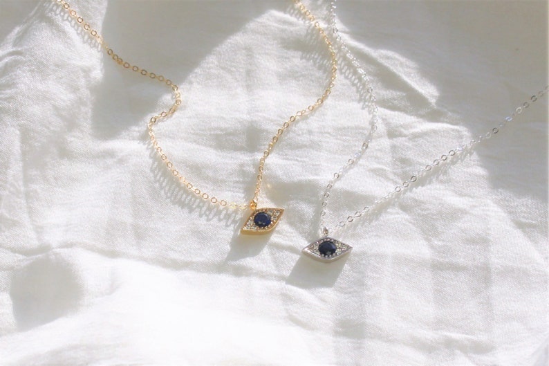 Tiny Evil Eye Necklace, Evil Eye Charm Necklace, Unique Gift, CZ & Gold Protection Necklace, Dainty Necklace, Jewelry, BFF Gifts image 4