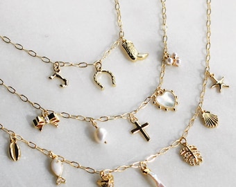 Dainty Multi Charm Necklace, Custom Multi Charm Necklace, Jewelry, Necklace, Gifts for Her, Gold Jewelry, Birthday Gifts