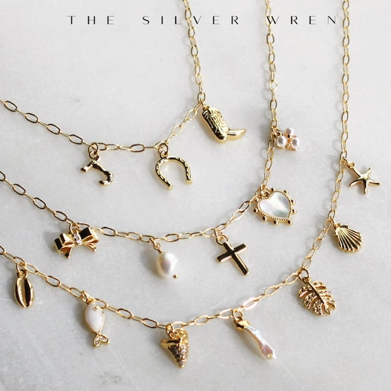 Dainty Multi Charm Necklace, Custom Multi Charm Necklace, Jewelry, Necklace, Gifts for Her, Gold Jewelry, Birthday Gifts