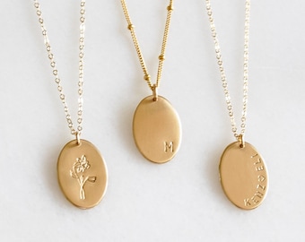 Oval Pendant Necklaces for Women, Personalized Necklace, Gift for Her, Silver or Gold Custom Name Necklace, Jewelry for Women Personalized