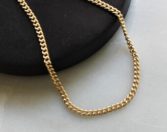 Gold Necklace Curb Chain, Dainty Necklace, Simple Necklace, Necklaces for Women, Layer Necklace, Necklace, Dainty Jewelry, Everyday Necklace