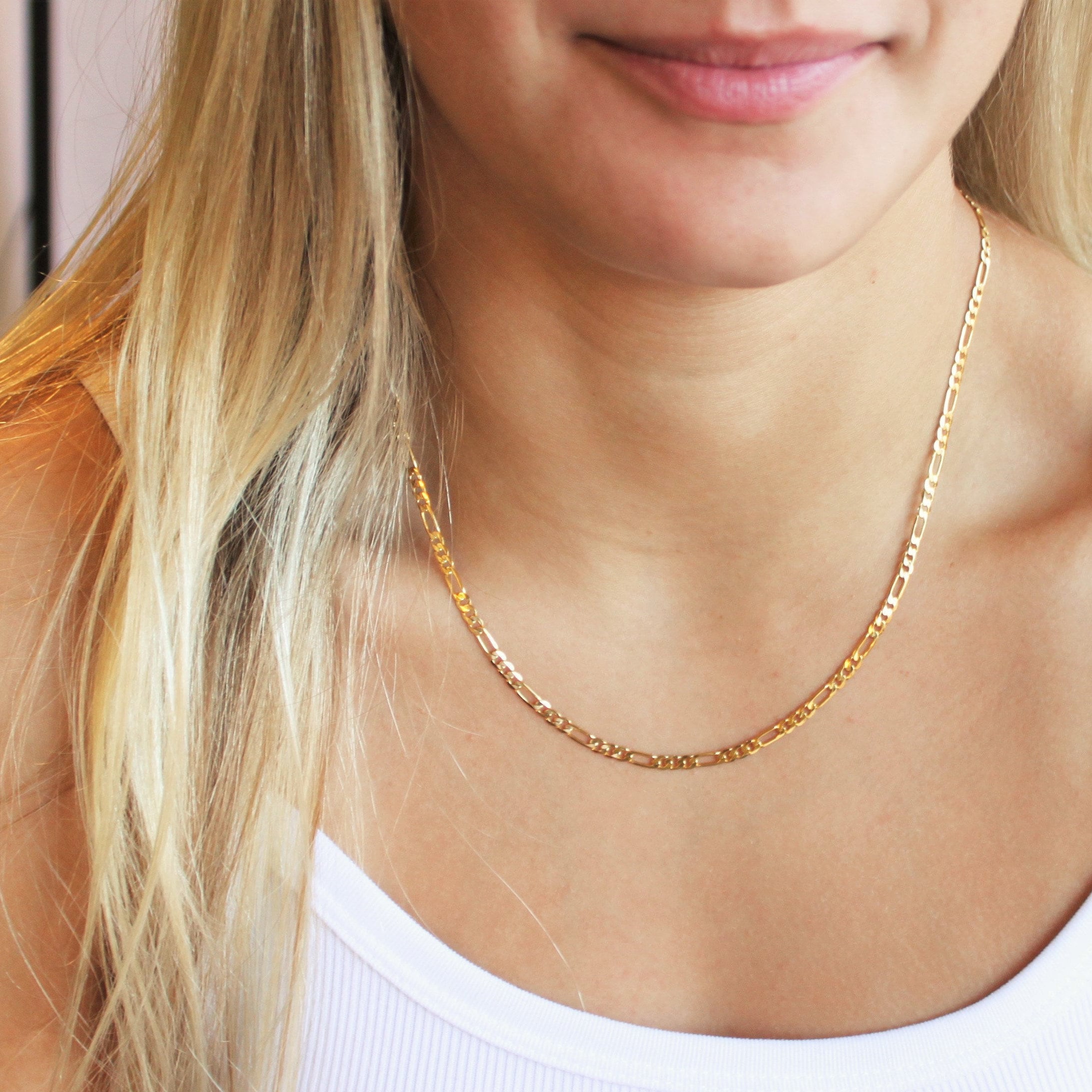 Womens gold figaro best sale necklace