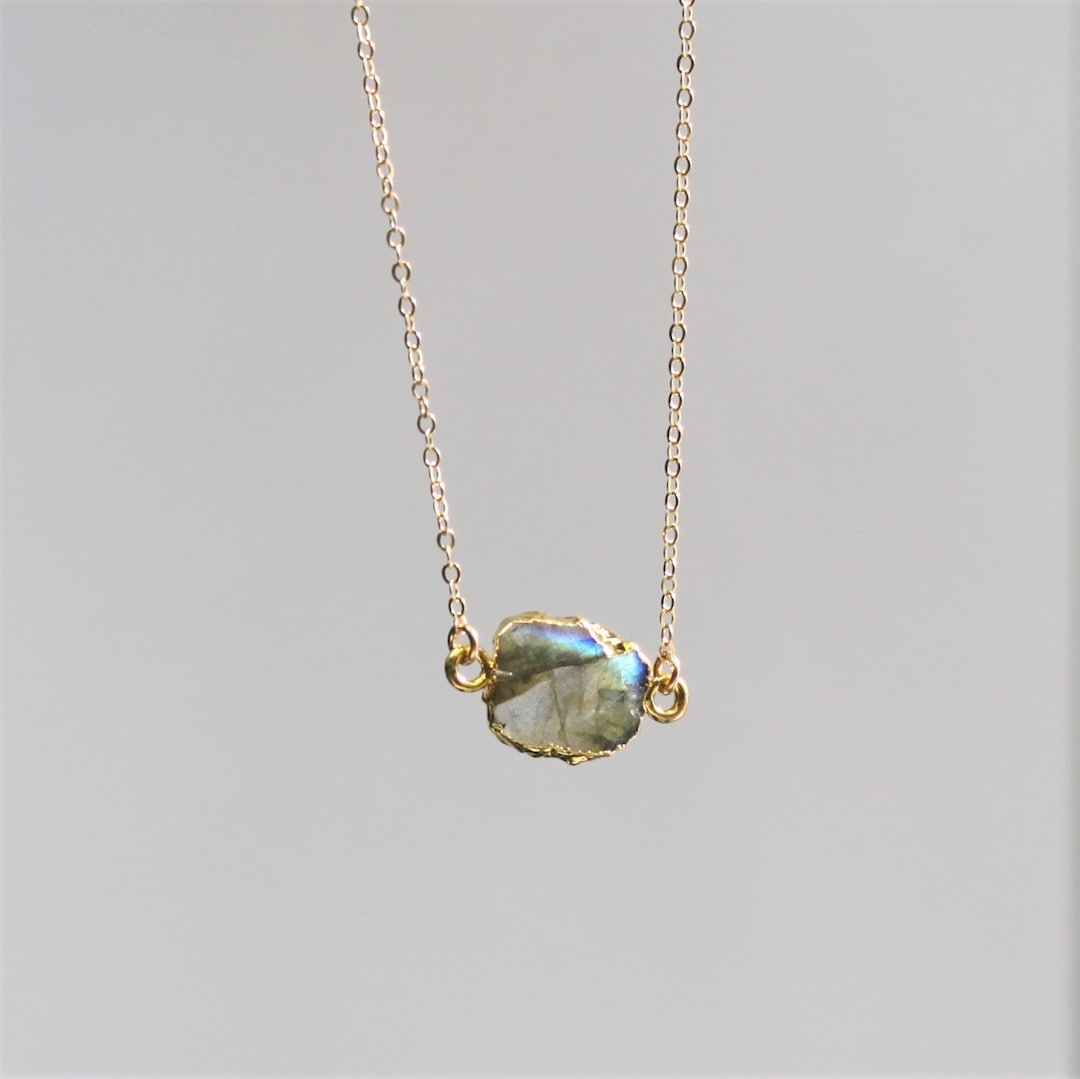 14kt Gold Filled Dainty Gem Pendant Necklaces for Women, Gemstone Thin