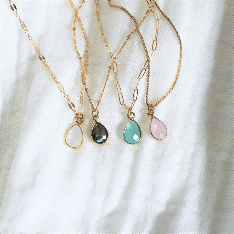 Charm Necklace, Dainty Gem Necklace, Stone necklace, Gold Necklace, Gemstone Jewelry, Bridesmaid Gifts, Layering Necklace, Dainty Jewelry image 5